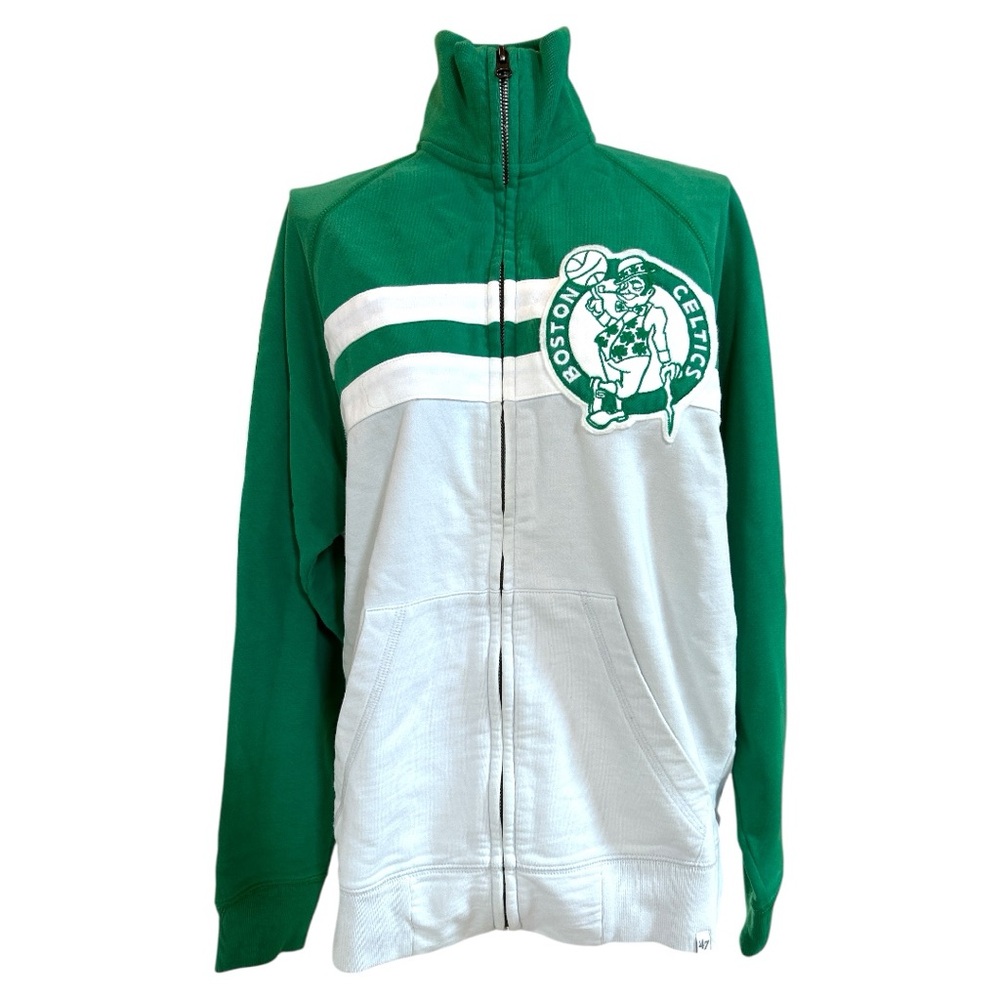 '47 Brand Boston Celtics Gameday Track Jacket Kelly Green/White Size S - Picture 3 of 14